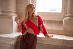 Pulls & Gilets-EASY-CLOTHES Pull Maleka - rouge et vieux roseEasy Clothes Rouge et vieux rose       