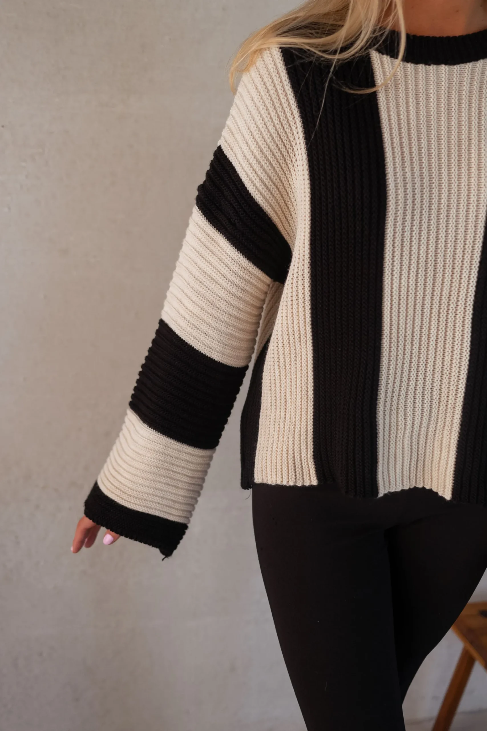 Pulls & Gilets-EASY-CLOTHES Pull Masson - écru et noirEasy Clothes Écru et noir