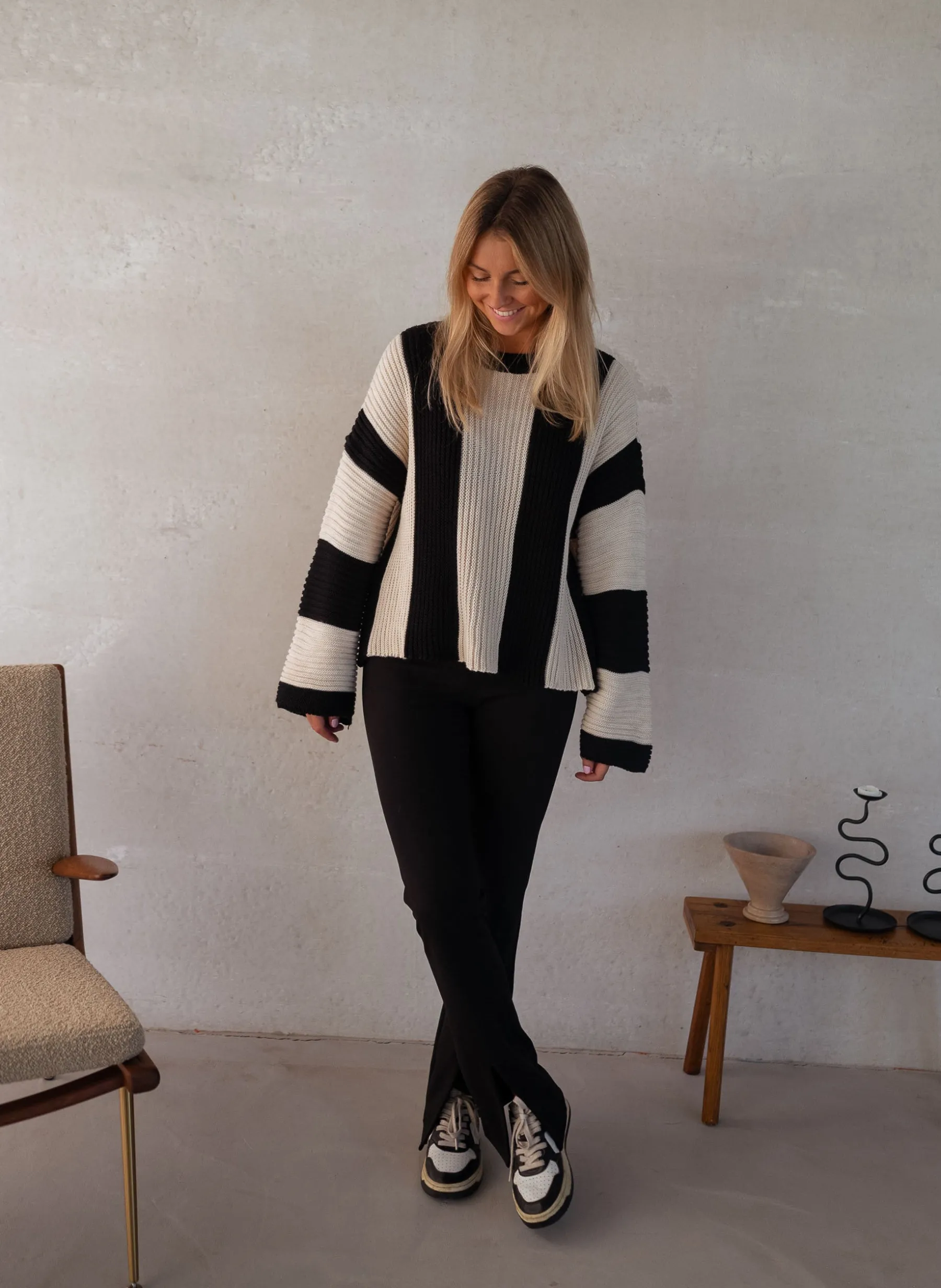Pulls & Gilets-EASY-CLOTHES Pull Masson - écru et noirEasy Clothes Écru et noir