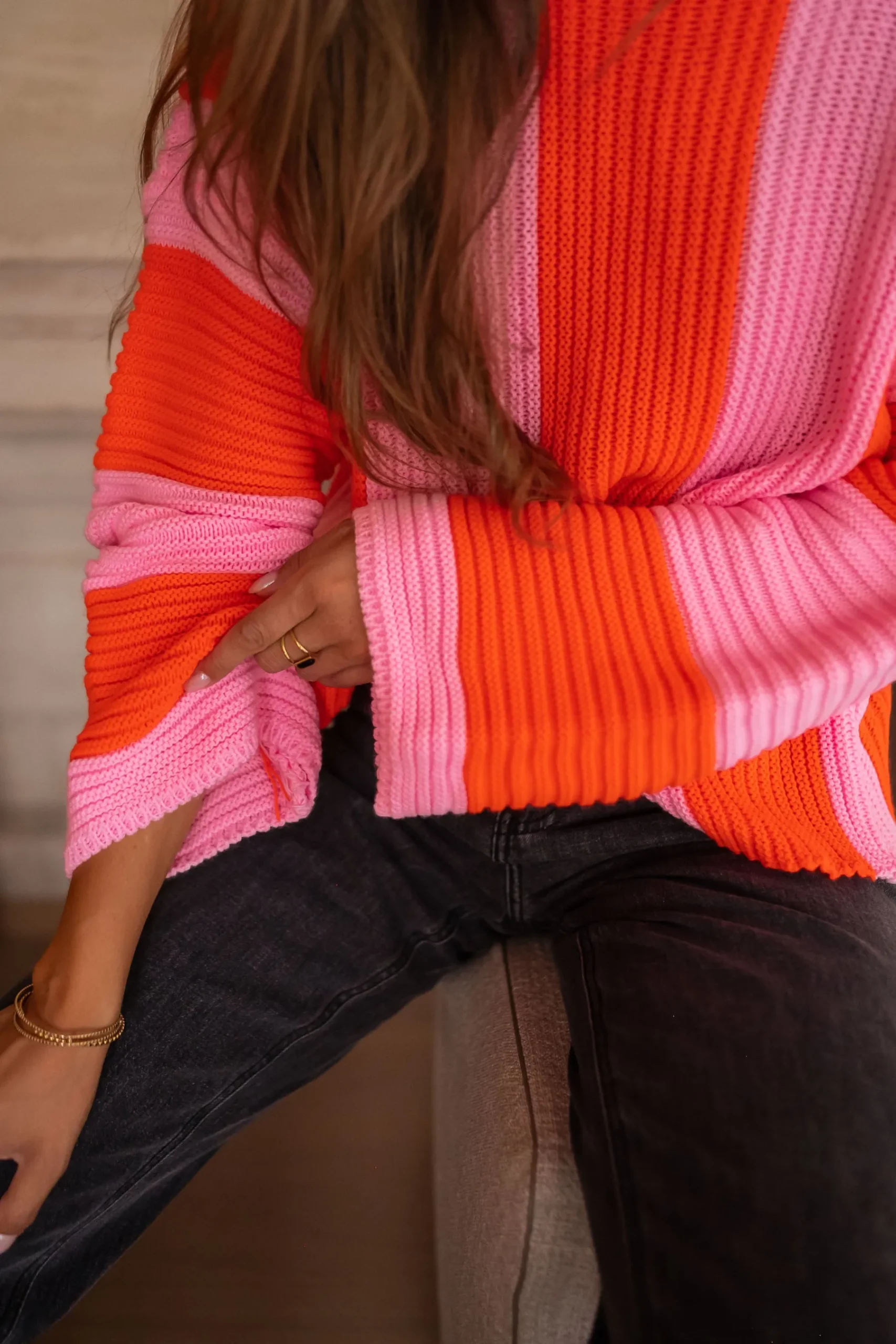 Pulls & Gilets-EASY-CLOTHES Pull Masson - rose et orangeEasy Clothes Rose et orange