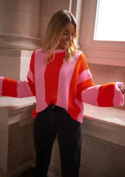 Pulls & Gilets-EASY-CLOTHES Pull Masson - rose et orangeEasy Clothes Rose et orange