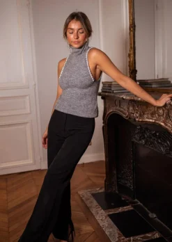 Pulls & Gilets-EASY-CLOTHES Pull Mia - Gris - Sans MancheEasy Clothes Gris