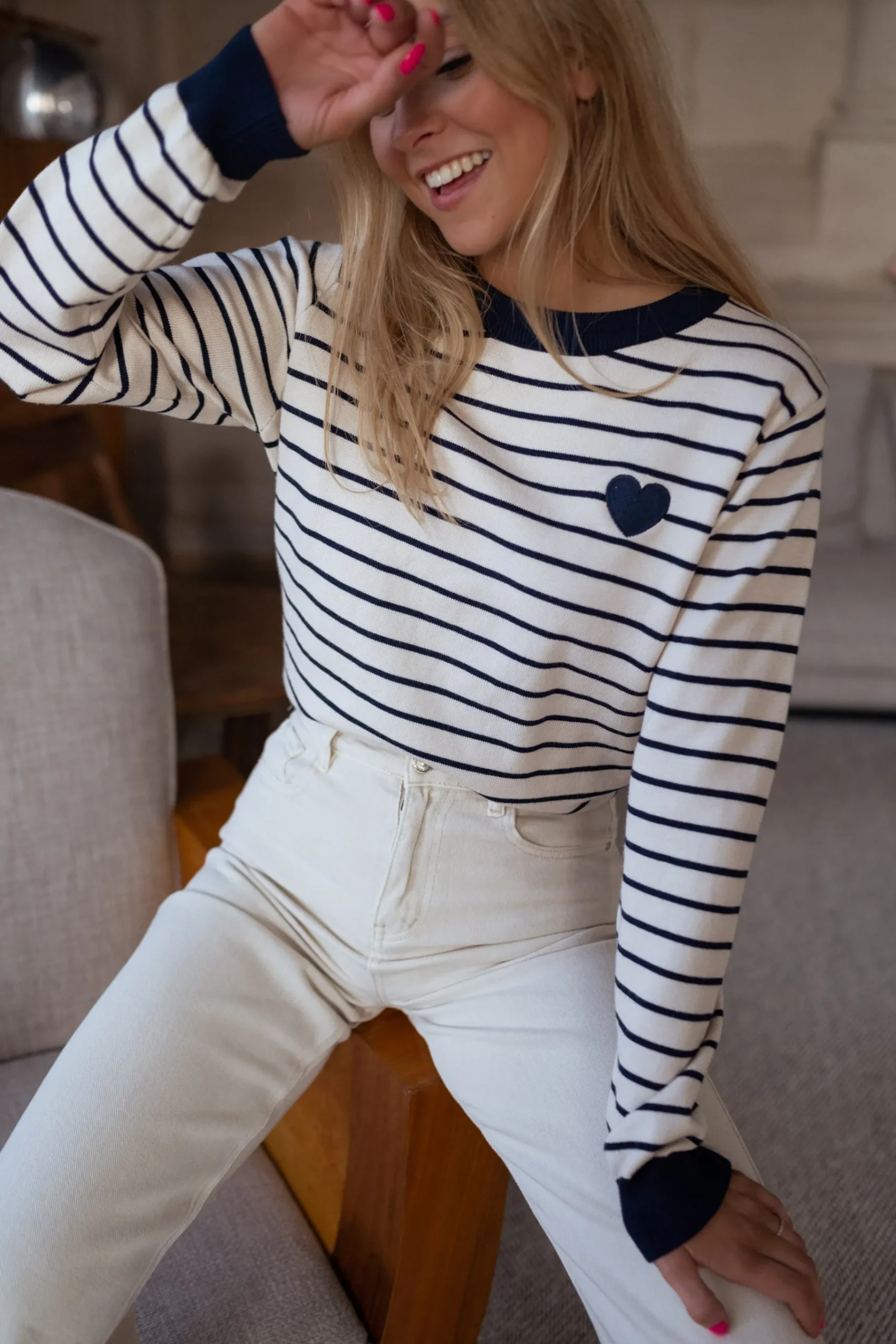 Pulls & Gilets-EASY-CLOTHES Pull Milano - à lignes écru et bleuEasy Clothes À lignes écru et bleu