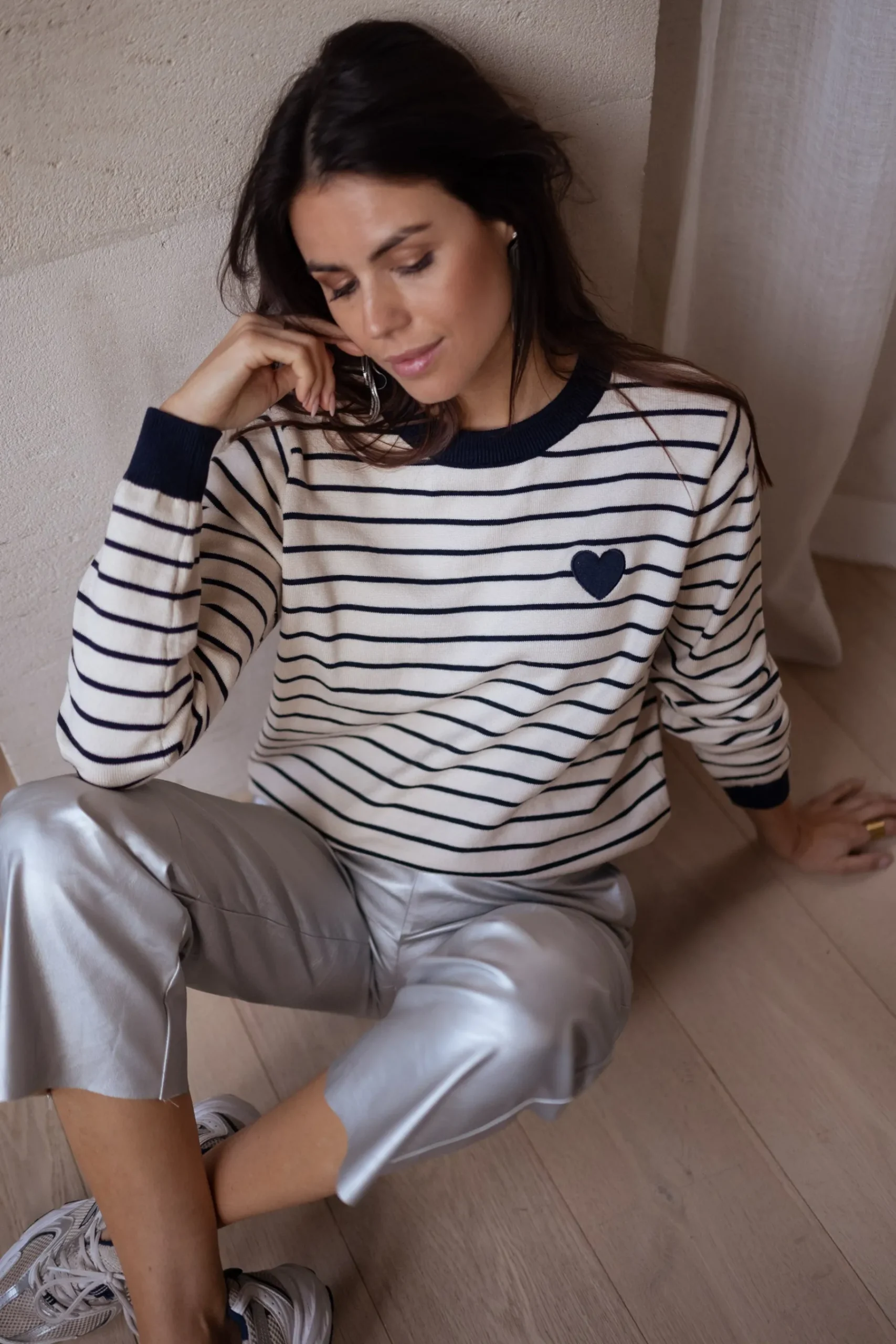 Pulls & Gilets-EASY-CLOTHES Pull Milano - à lignes écru et bleuEasy Clothes À lignes écru et bleu