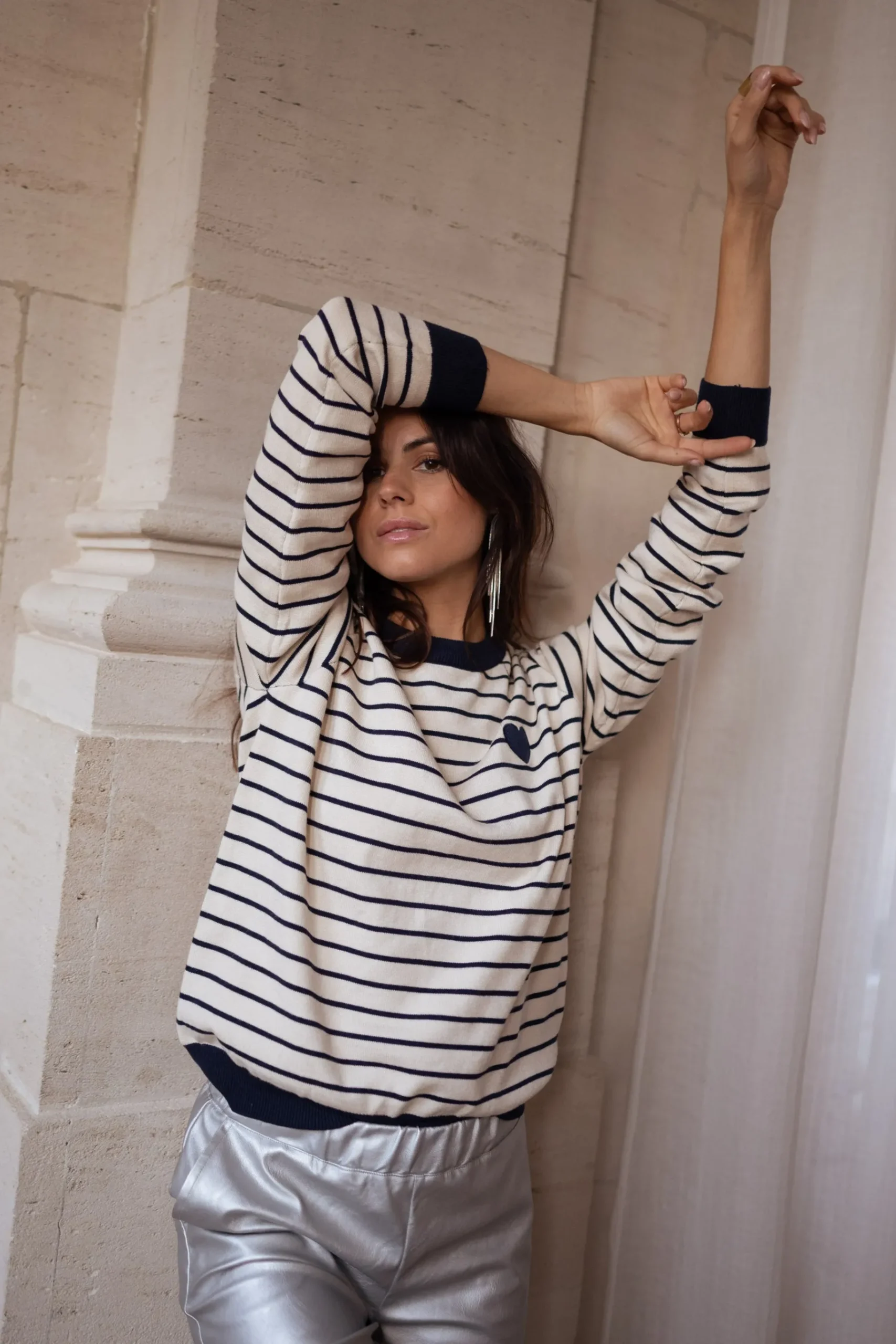 Pulls & Gilets-EASY-CLOTHES Pull Milano - à lignes écru et bleuEasy Clothes À lignes écru et bleu