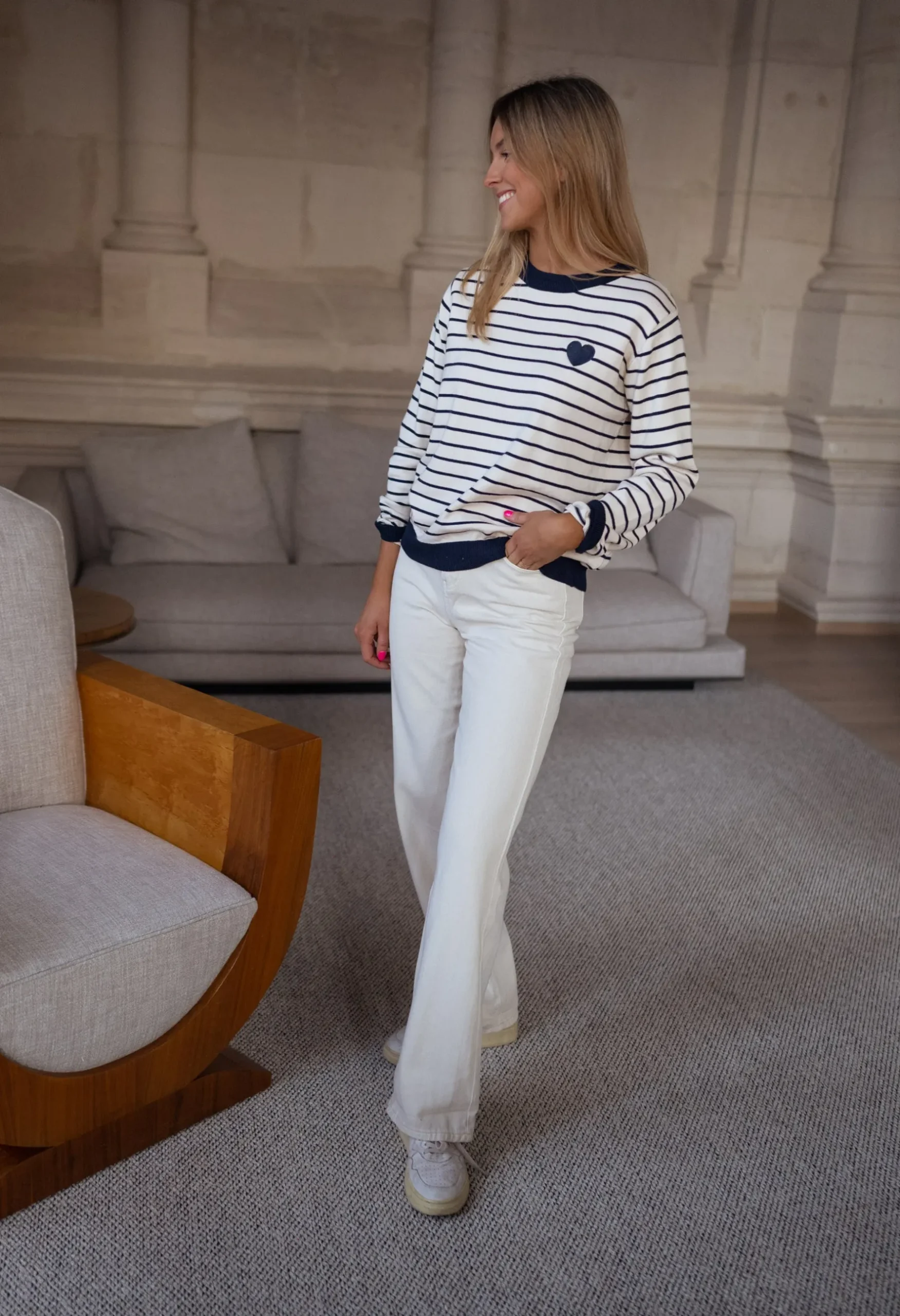 Pulls & Gilets-EASY-CLOTHES Pull Milano - à lignes écru et bleuEasy Clothes À lignes écru et bleu