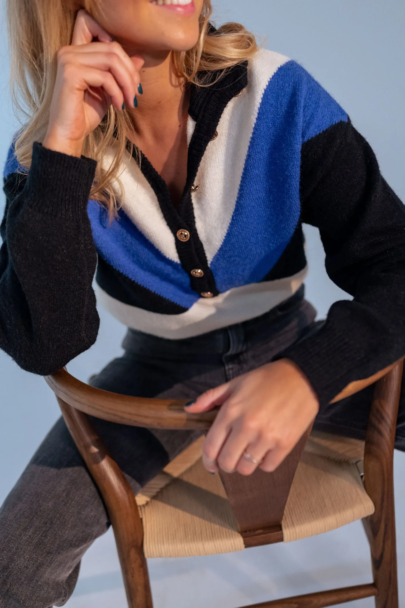 Pulls & Gilets-EASY-CLOTHES Pull Neve - bleu et écruEasy Clothes Bleu et écru