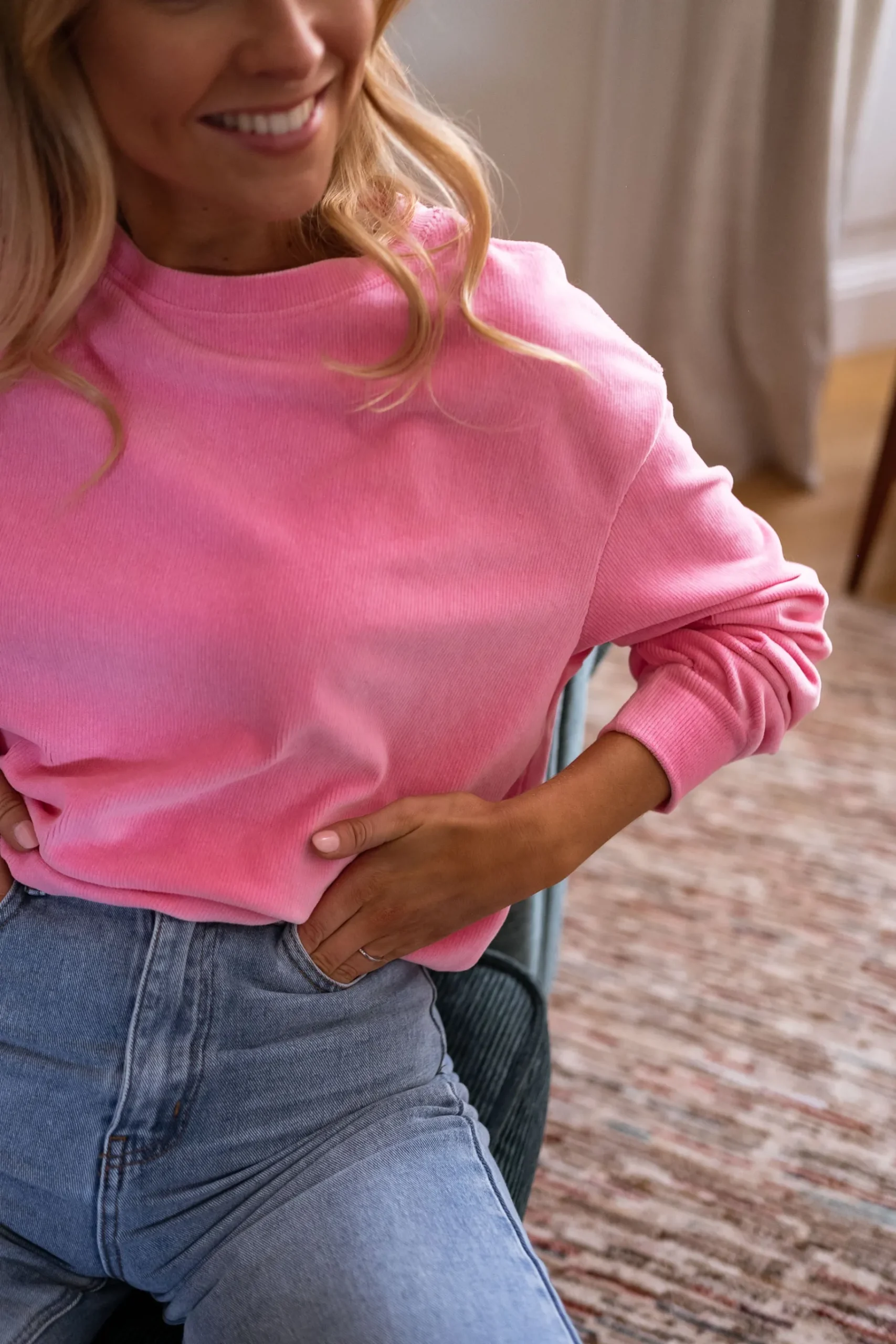 Pulls & Gilets-EASY-CLOTHES Pull Nino - rose en veloursEasy Clothes Rose en velours