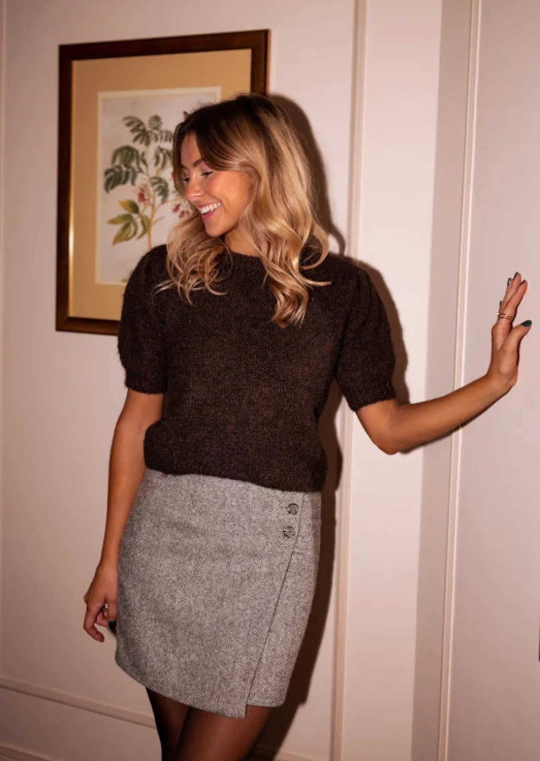 Pulls & Gilets-EASY-CLOTHES Pull Noélie - Chocolat - Epaulettes & Col RondEasy Clothes Chocolat