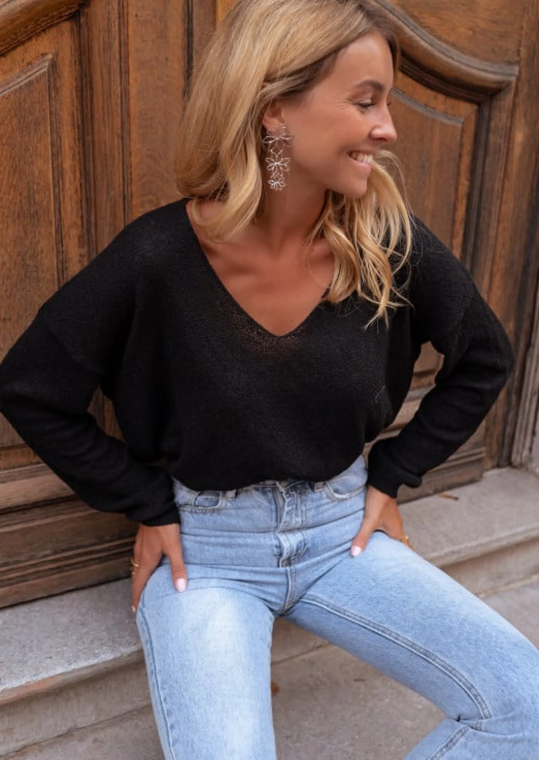 Pulls & Gilets-EASY-CLOTHES Pull Norris Noir - Vêtements Femme - Easy Clothes Noir