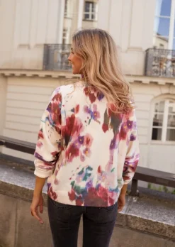 Pulls & Gilets-EASY-CLOTHES Pull Novy Bordeaux - Motifs - Vêtements Easy Clothes Bordeaux