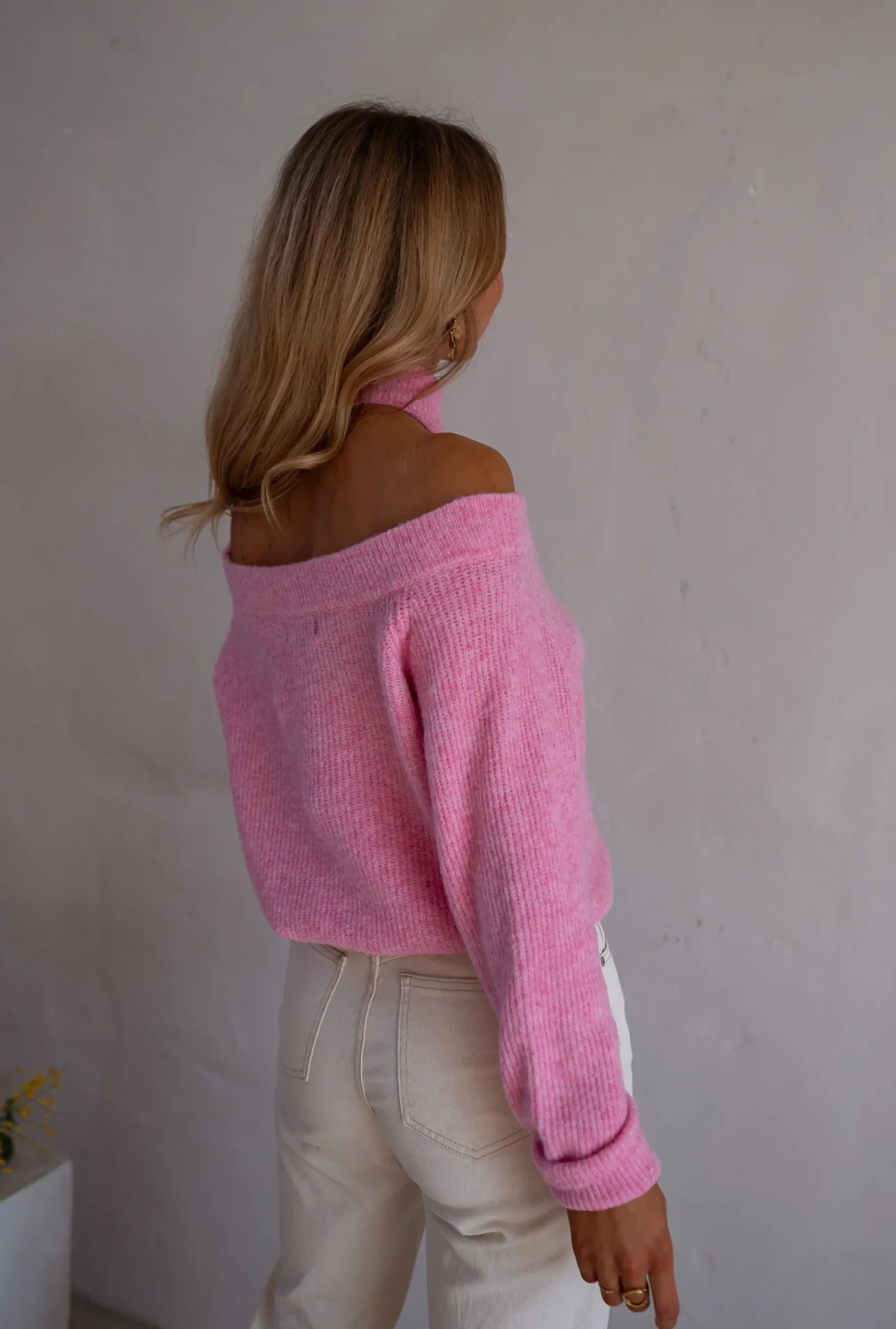 Pulls & Gilets-EASY-CLOTHES Pull Piper - Rose - Col Croisé & DécoupéEasy Clothes Rose
