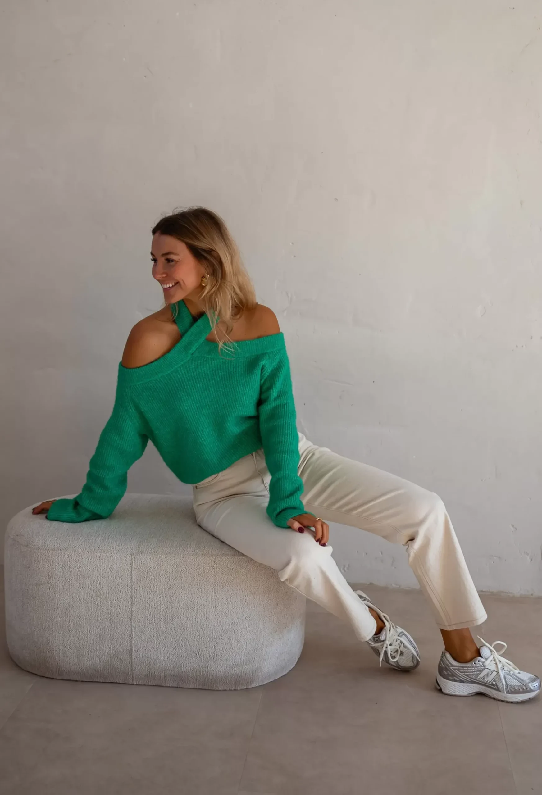 Pulls & Gilets-EASY-CLOTHES Pull Piper - Vert - Col Croisé & DécoupéEasy Clothes Vert