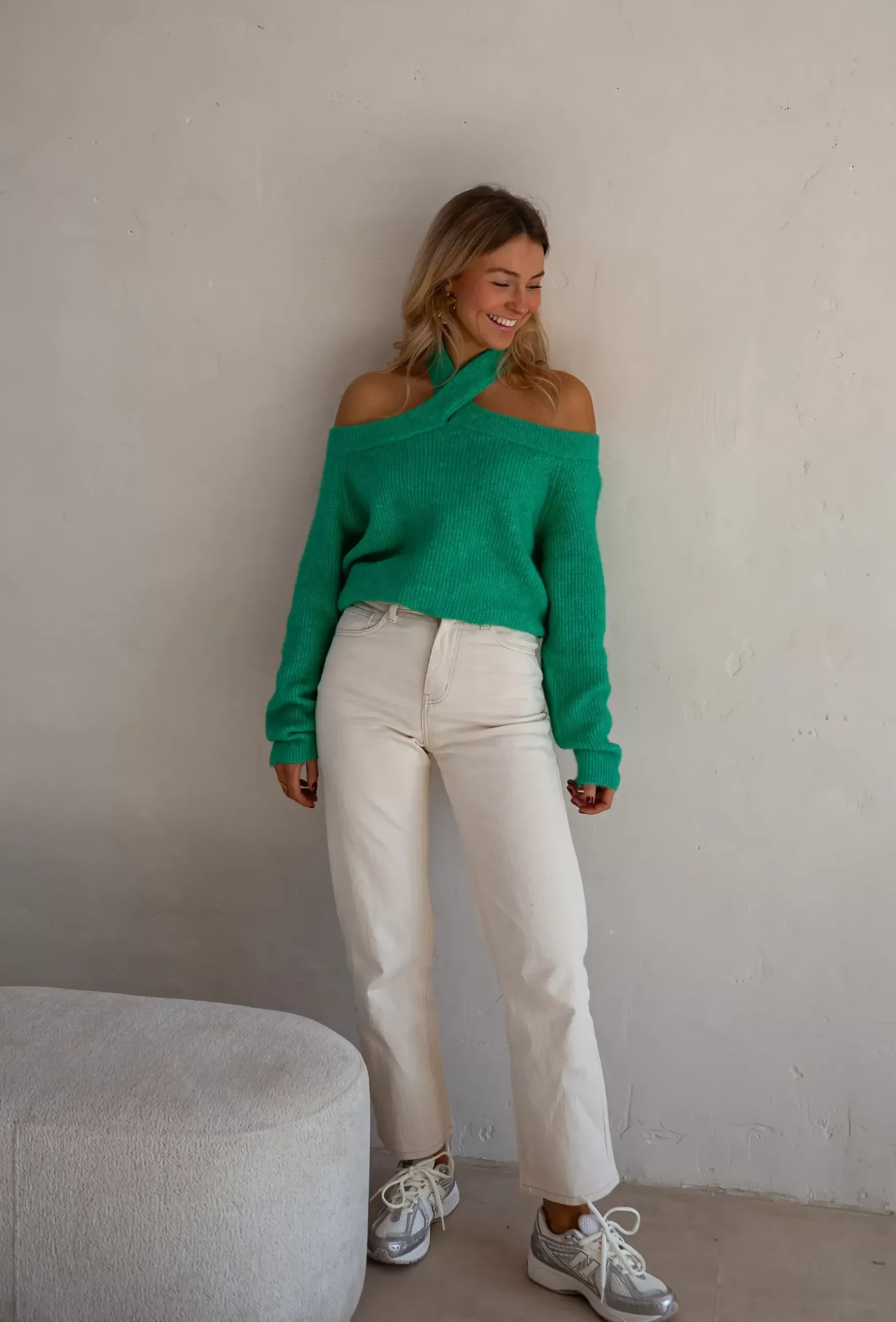 Pulls & Gilets-EASY-CLOTHES Pull Piper - Vert - Col Croisé & DécoupéEasy Clothes Vert