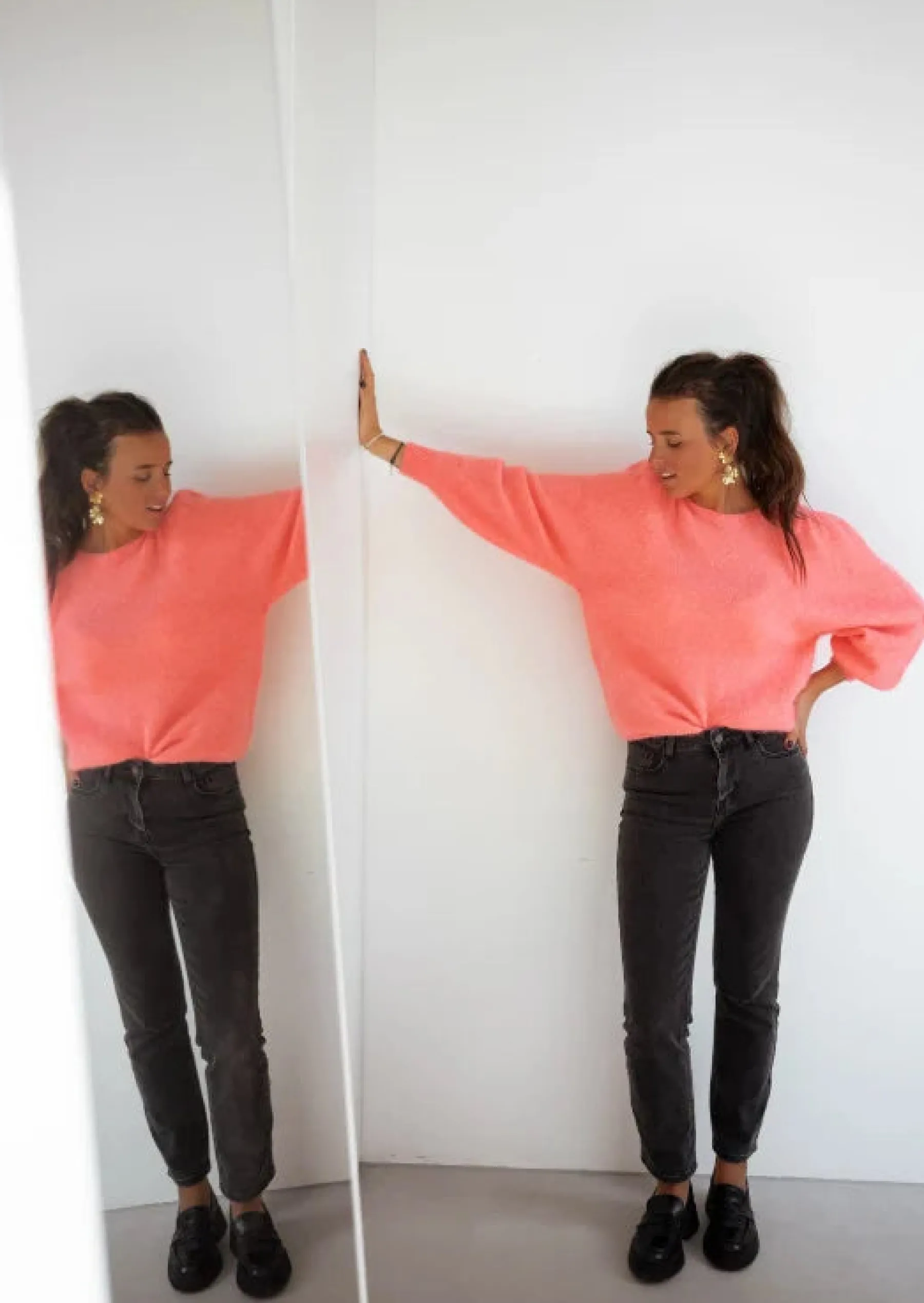 Pulls & Gilets-EASY-CLOTHES Pull Sofia Corail - Made In Italy - Taille UniqueEasy Clothes Corail