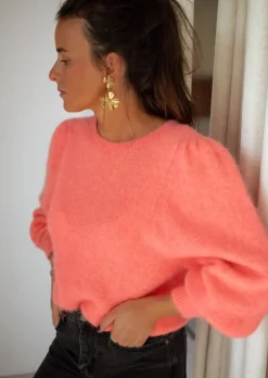 Pulls & Gilets-EASY-CLOTHES Pull Sofia Corail - Made In Italy - Taille UniqueEasy Clothes Corail