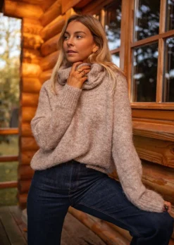 Pulls & Gilets-EASY-CLOTHES Pull Taupe - Melan - Doux - Vêtements TendancesEasy Clothes Taupe       