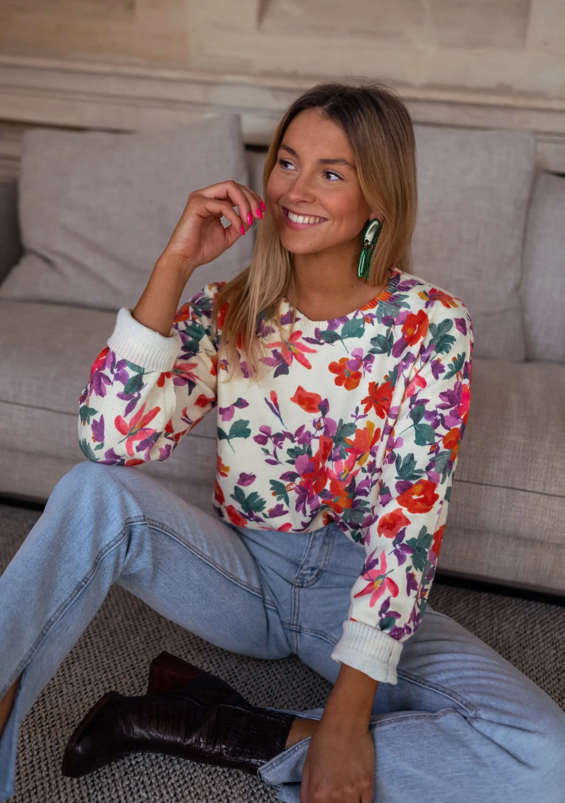 Pulls & Gilets-EASY-CLOTHES Pull Weston - à fleursEasy Clothes À fleurs