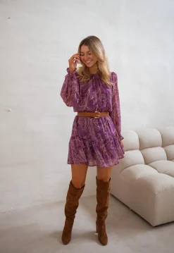 Robes-EASY-CLOTHES Robe Agnes - Mauve - Elastique - FluideEasy Clothes Mauve