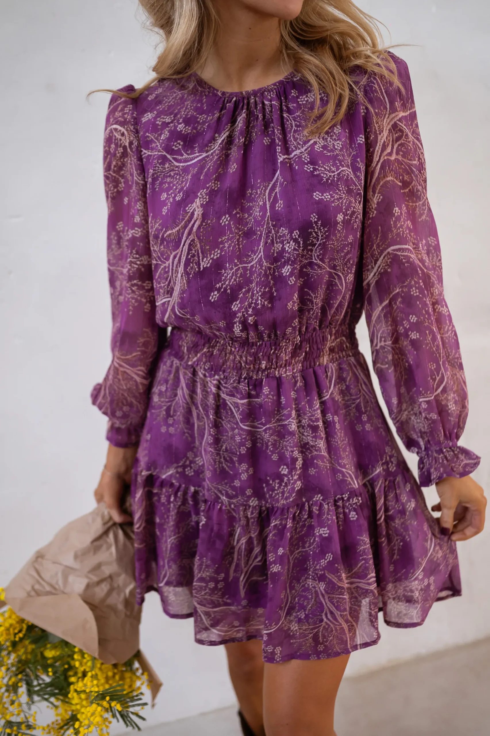 Robes-EASY-CLOTHES Robe Agnes - Mauve - Elastique - FluideEasy Clothes Mauve