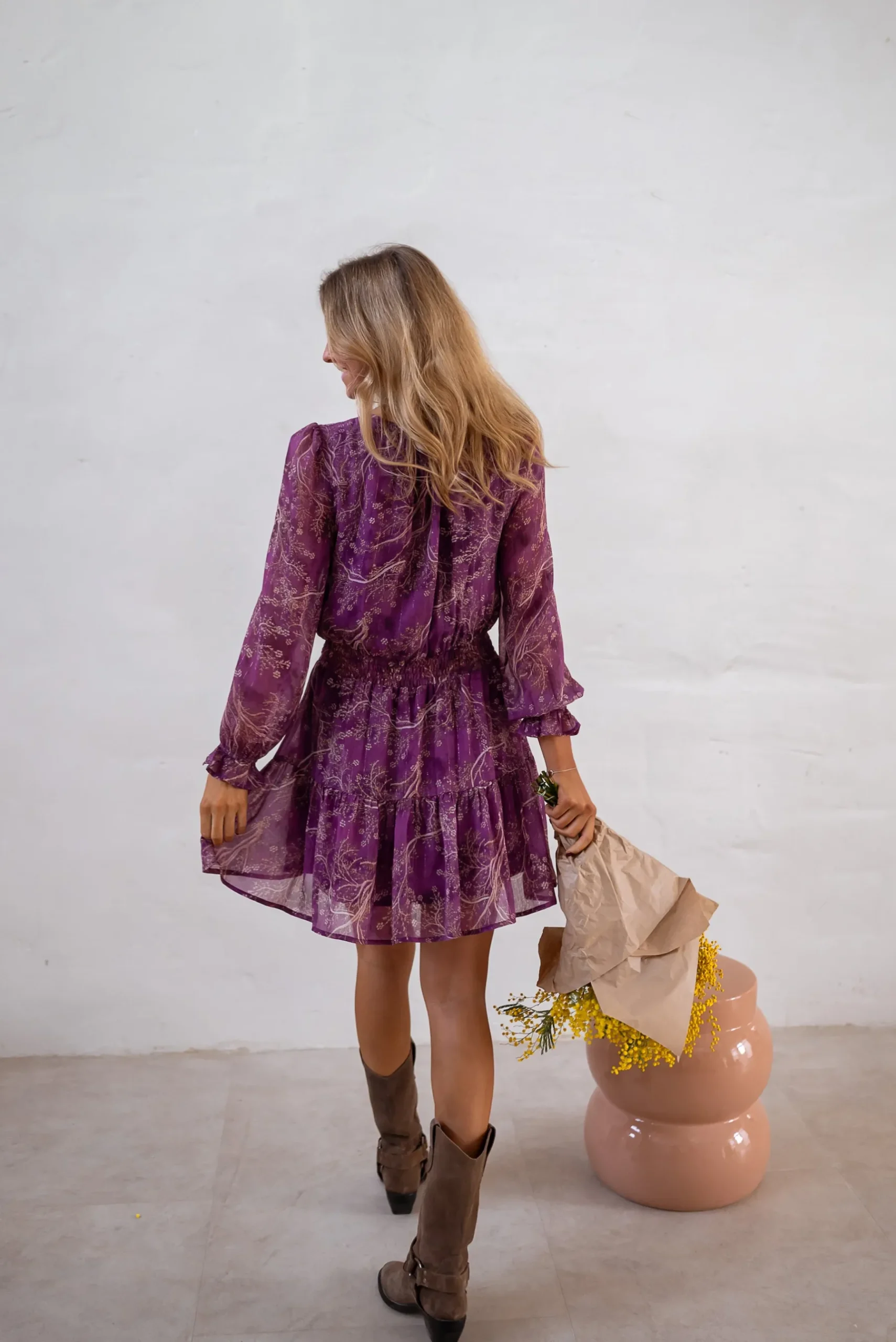 Robes-EASY-CLOTHES Robe Agnes - Mauve - Elastique - FluideEasy Clothes Mauve