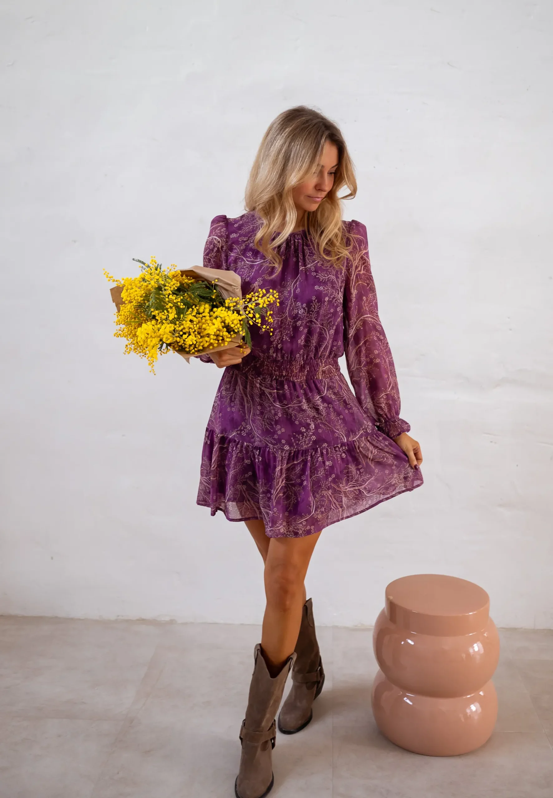 Robes-EASY-CLOTHES Robe Agnes - Mauve - Elastique - FluideEasy Clothes Mauve