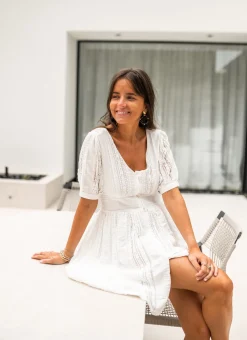 Robes-EASY-CLOTHES Robe Alix - blanche à dentelleEasy Clothes Blanche à dentelle
