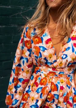 Robes-EASY-CLOTHES Robe Amya à fleurs | Robe col V fleurie | Prêt-à-porter en ligne | Easy Clothes À fleurs       