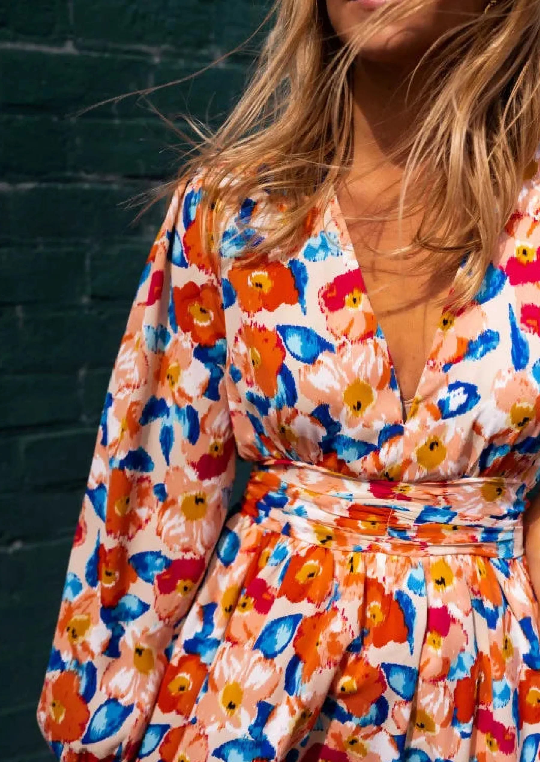 Robes-EASY-CLOTHES Robe Amya à fleurs | Robe col V fleurie | Prêt-à-porter en ligne | Easy Clothes À fleurs