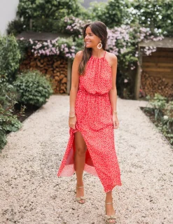 Robes-EASY-CLOTHES Robe Angelique - rouge à fleursEasy Clothes Rouge à fleurs