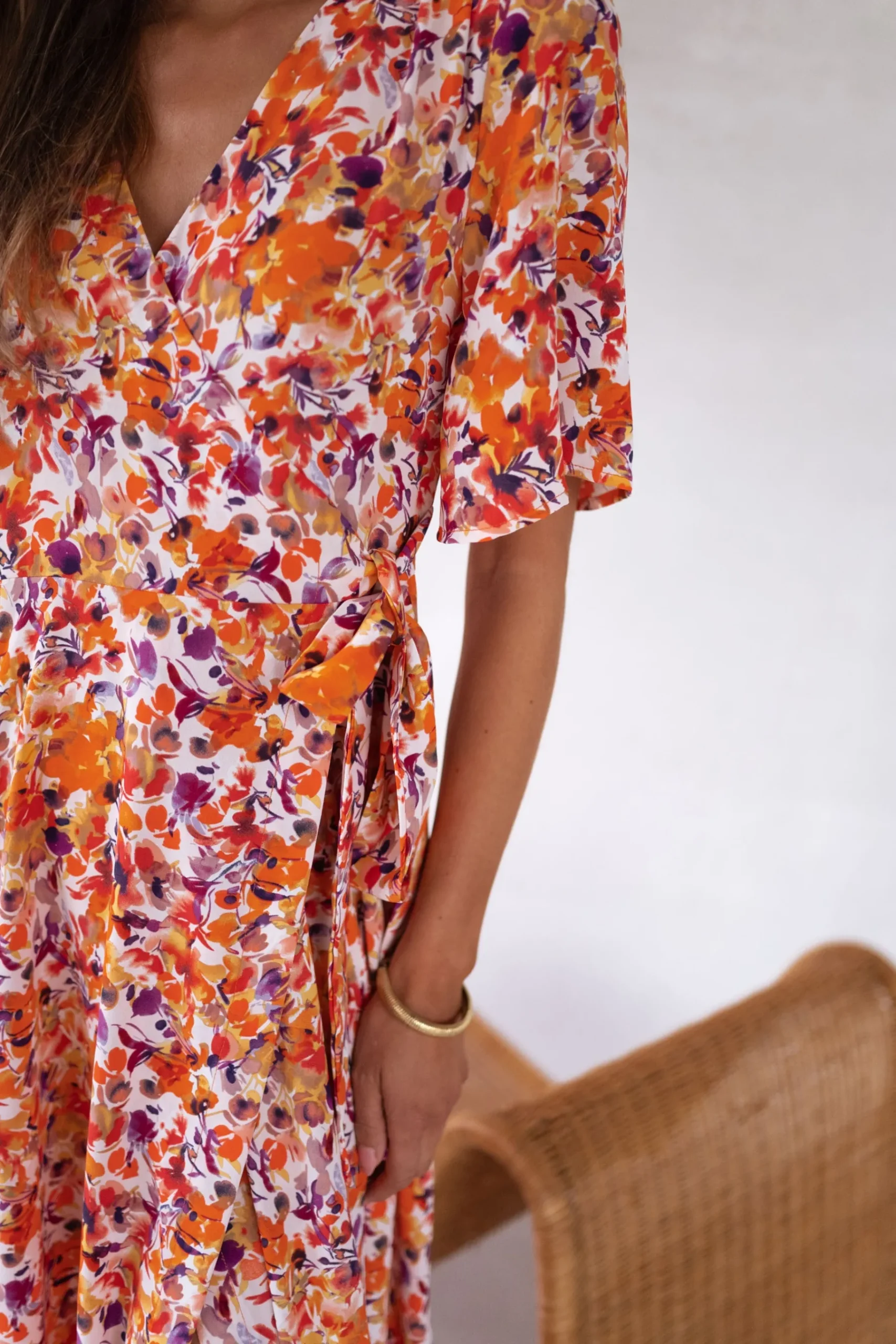 Robes-EASY-CLOTHES Robe Asma - orange à fleursEasy Clothes Orange à fleurs