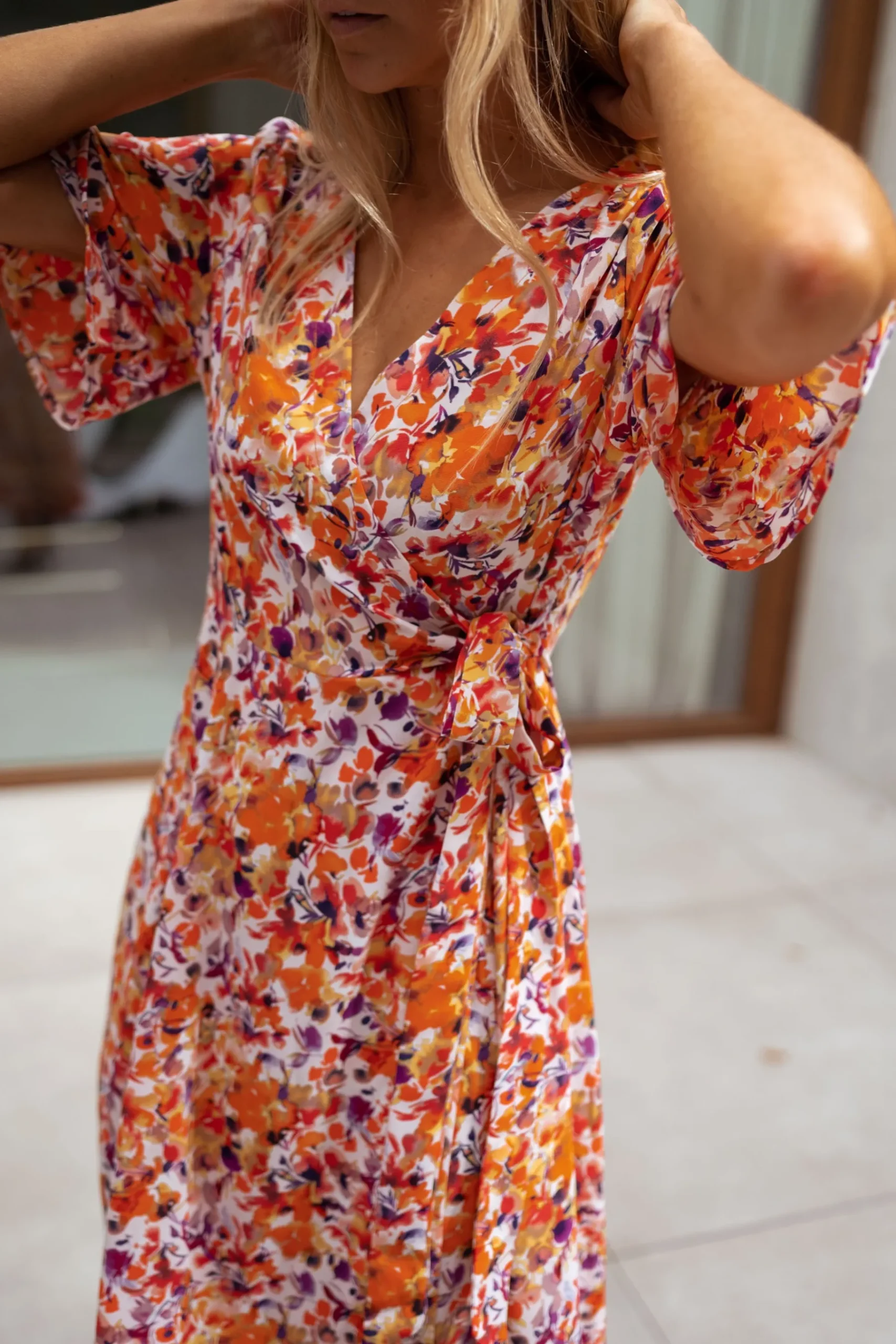 Robes-EASY-CLOTHES Robe Asma - orange à fleursEasy Clothes Orange à fleurs