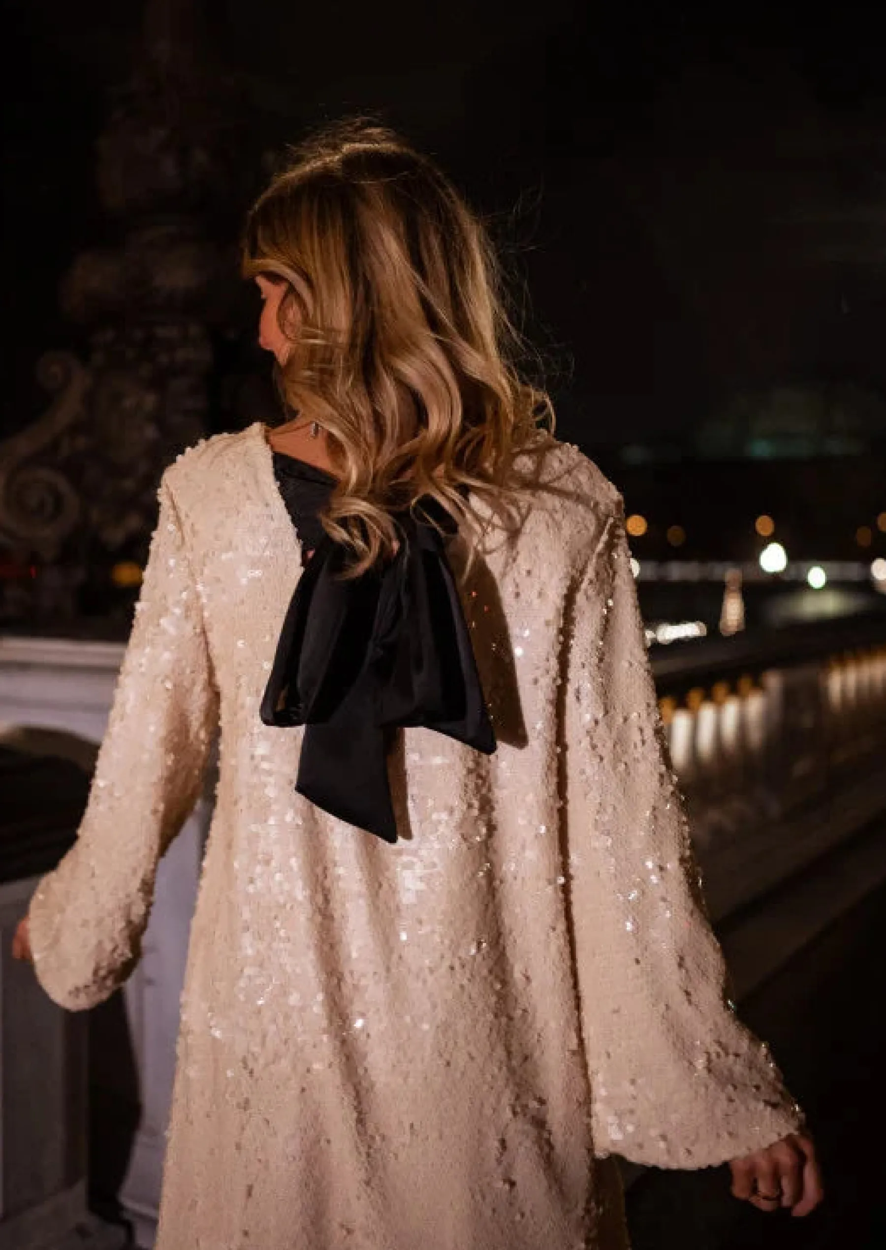 Robes-EASY-CLOTHES Robe Belair - Crème - PaillettesEasy Clothes Crème à paillettes