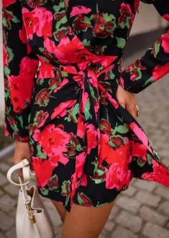 Robes-EASY-CLOTHES Robe Belga - À Fleurs - Epaulettes - Col VEasy Clothes À fleurs