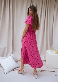 Robes-EASY-CLOTHES Robe Besma - framboise à motifsEasy Clothes Framboise à motifs       