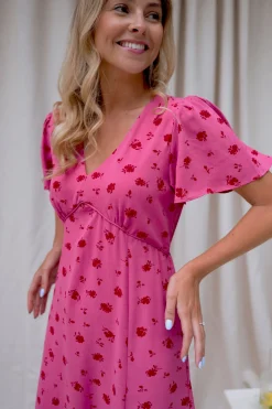 Robes-EASY-CLOTHES Robe Besma - framboise à motifsEasy Clothes Framboise à motifs       