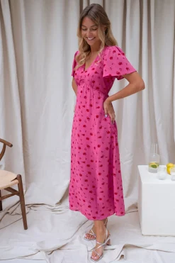 Robes-EASY-CLOTHES Robe Besma - framboise à motifsEasy Clothes Framboise à motifs       