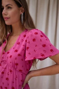 Robes-EASY-CLOTHES Robe Besma - framboise à motifsEasy Clothes Framboise à motifs       