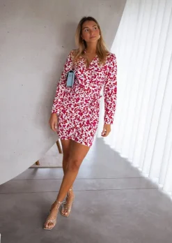 Robes-EASY-CLOTHES Robe Camilia | Blanche À Fleurs | Courte & Cache-CoeurEasy Clothes Blanche à fleurs       