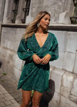 Robes-EASY-CLOTHES Robe Clarkson CREATION - verte à pailletteEasy Clothes Verte à paillette
