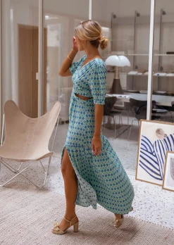 Robes-EASY-CLOTHES Robe Coco Bleue - Fluide & Légère - Col V ProfondEasy Clothes Bleue       