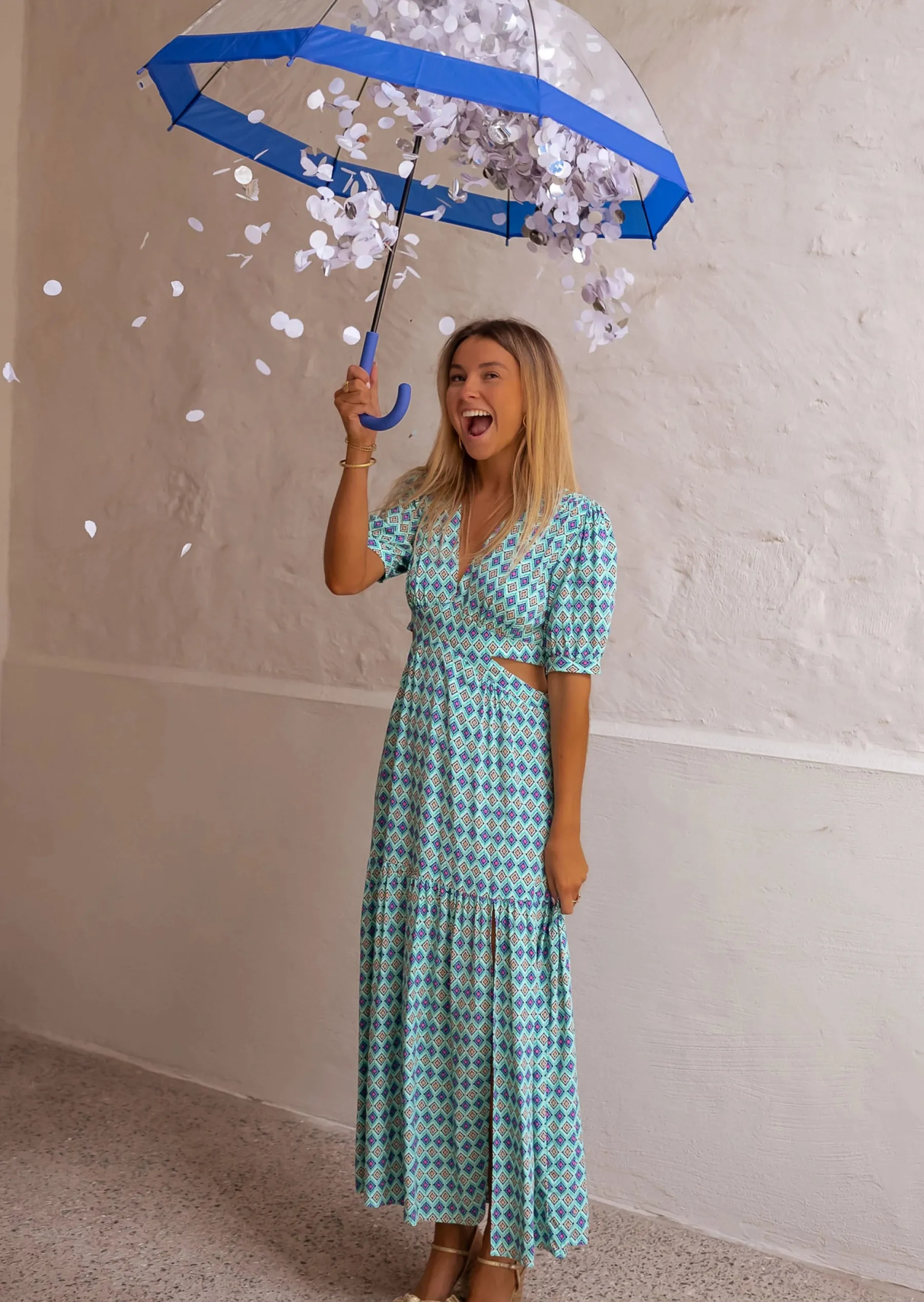 Robes-EASY-CLOTHES Robe Coco Bleue - Fluide & Légère - Col V ProfondEasy Clothes Bleue