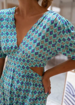 Robes-EASY-CLOTHES Robe Coco Bleue - Fluide & Légère - Col V ProfondEasy Clothes Bleue