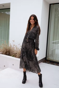 Robes-EASY-CLOTHES Robe Connie - kaki à motifsEasy Clothes Kaki à motifs