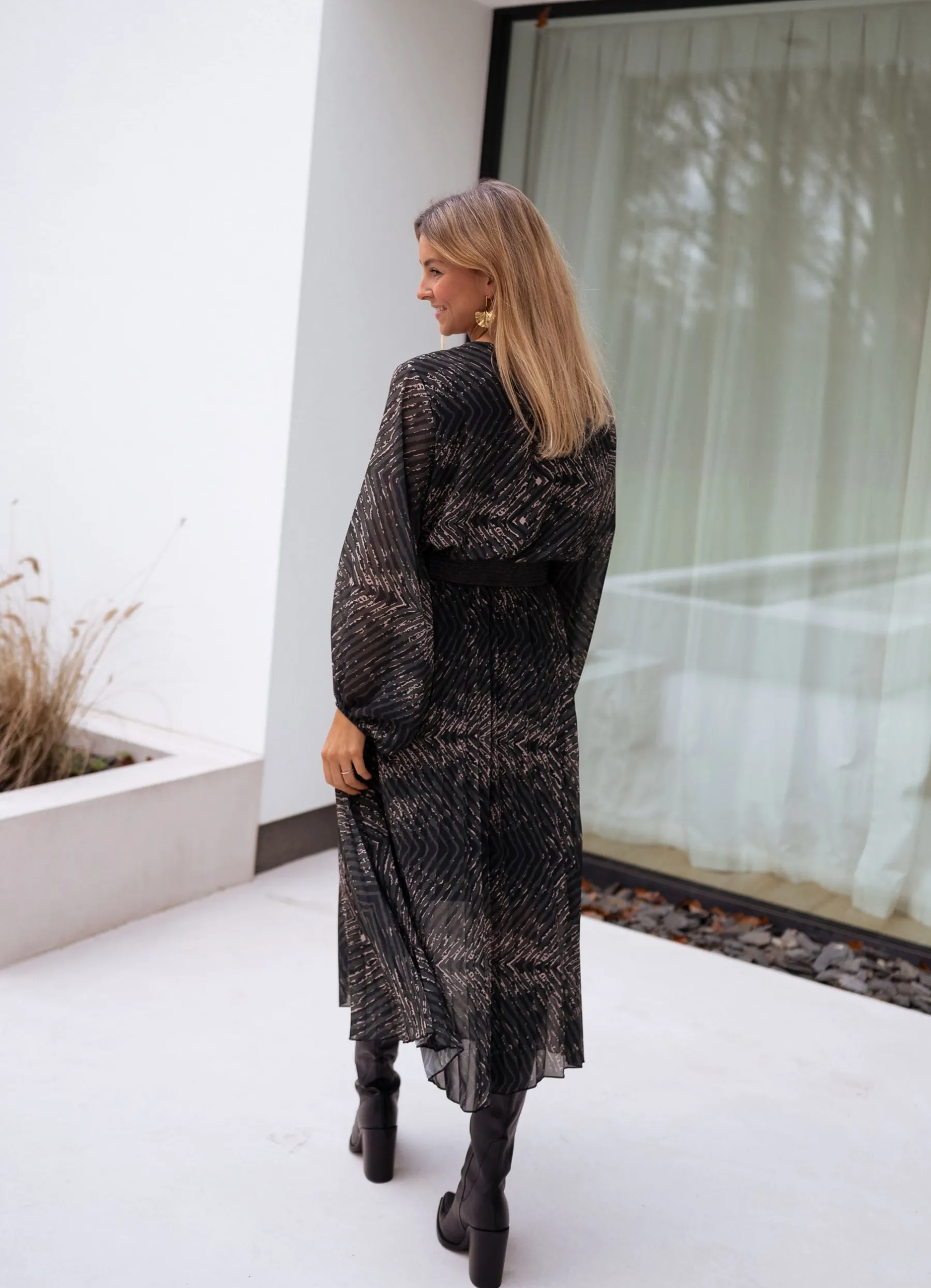 Robes-EASY-CLOTHES Robe Connie - kaki à motifsEasy Clothes Kaki à motifs
