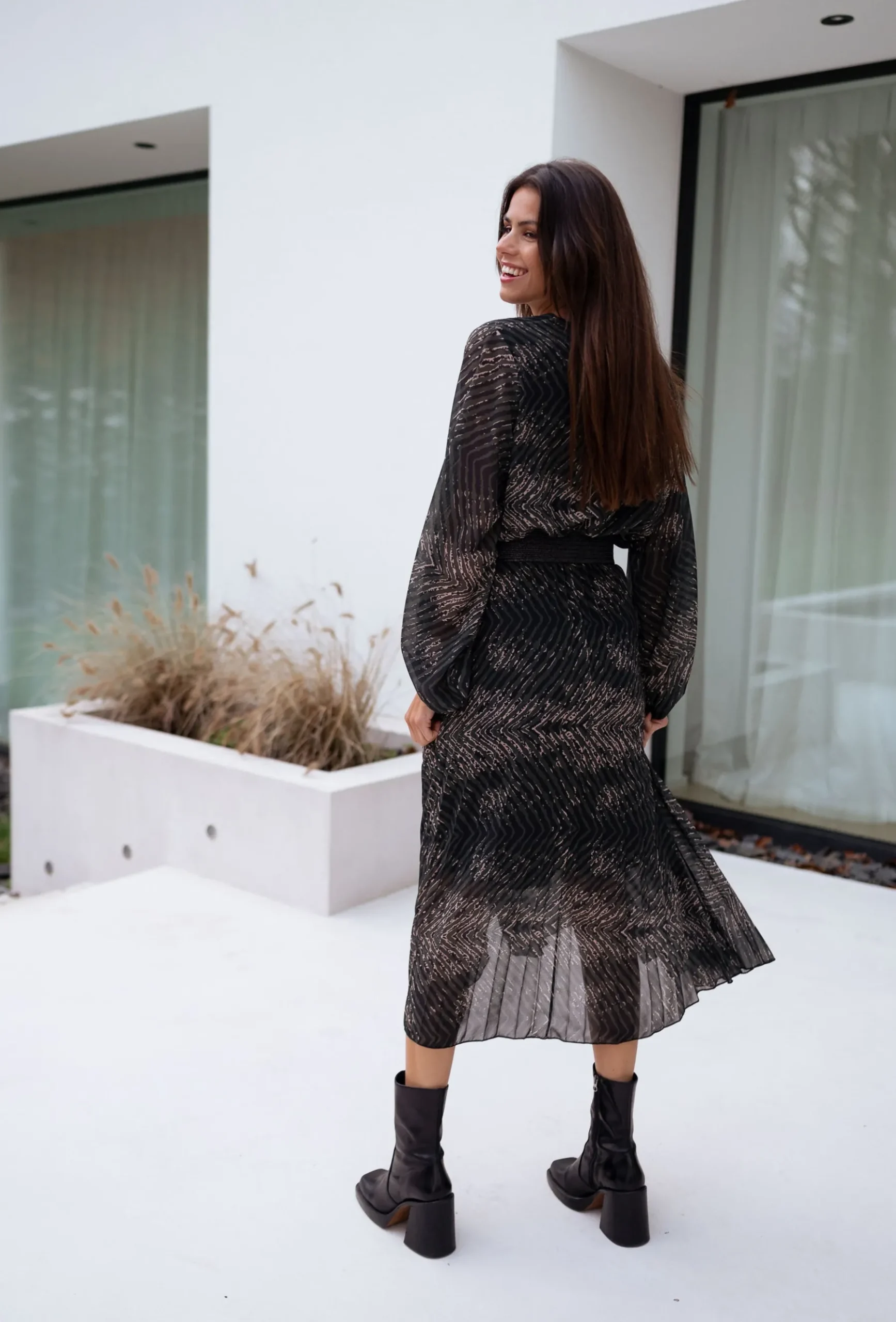 Robes-EASY-CLOTHES Robe Connie - kaki à motifsEasy Clothes Kaki à motifs