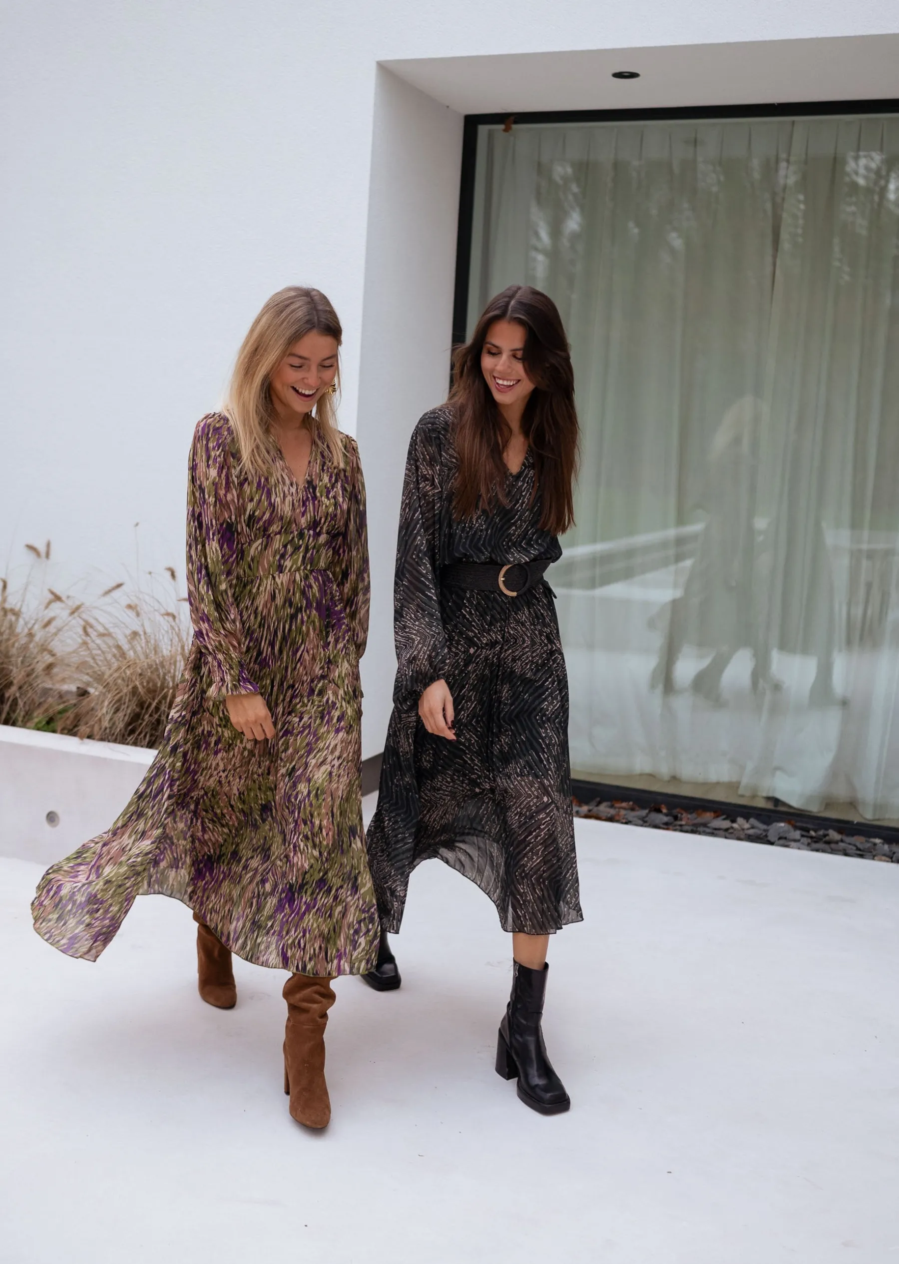 Robes-EASY-CLOTHES Robe Connie - kaki à motifsEasy Clothes Kaki à motifs