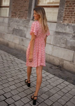 Robes-EASY-CLOTHES Robe Constance - rose à fleursEasy Clothes Rose à fleurs       