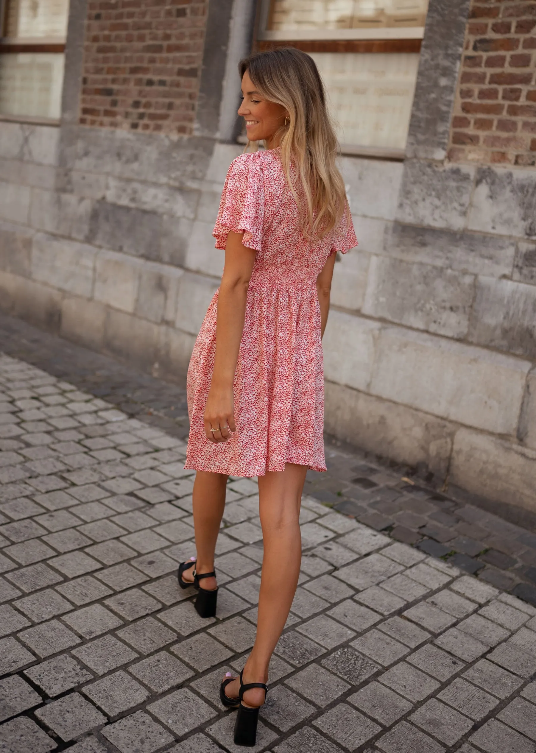 Robes-EASY-CLOTHES Robe Constance - rose à fleursEasy Clothes Rose à fleurs