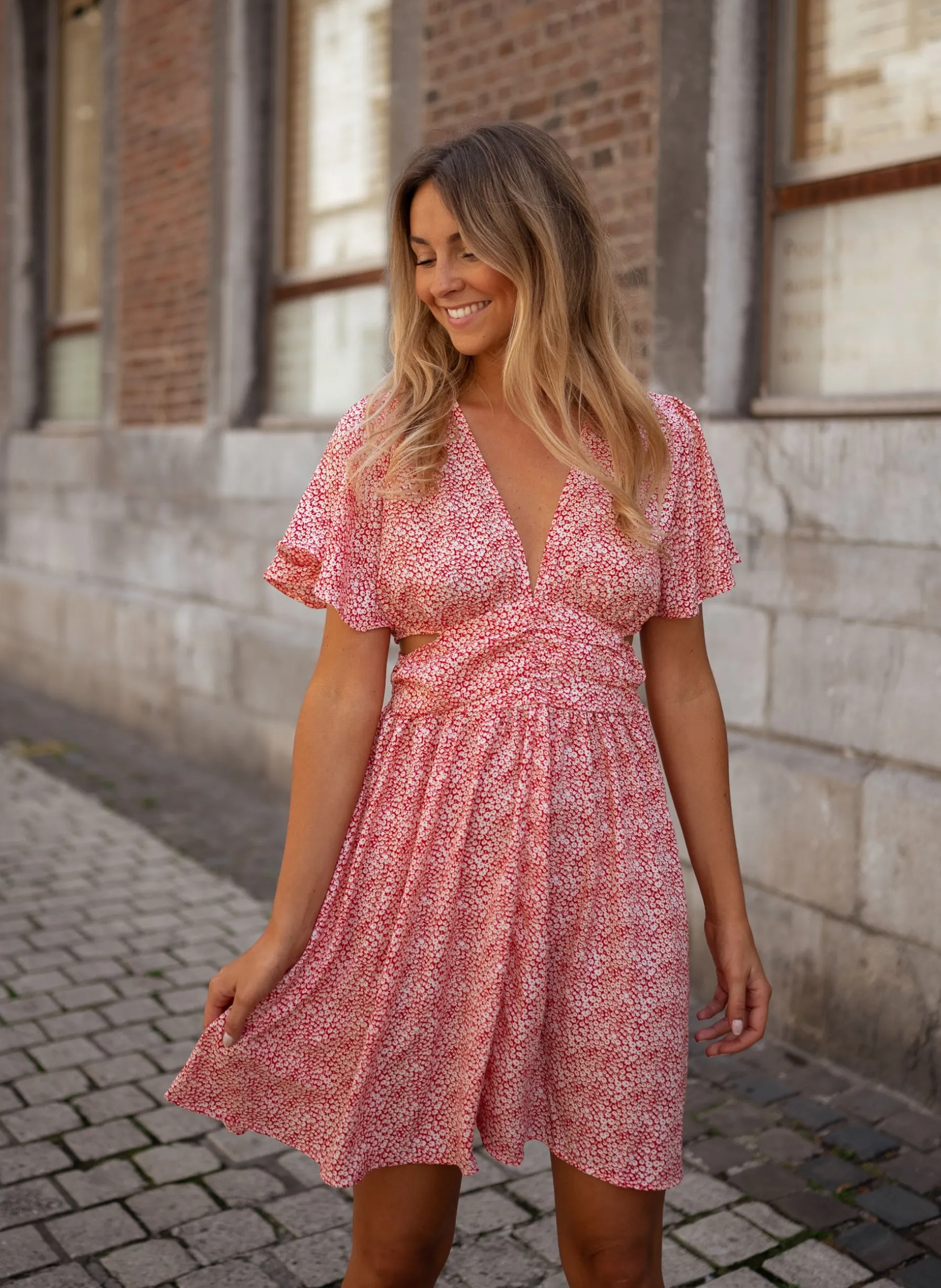 Robes-EASY-CLOTHES Robe Constance - rose à fleursEasy Clothes Rose à fleurs